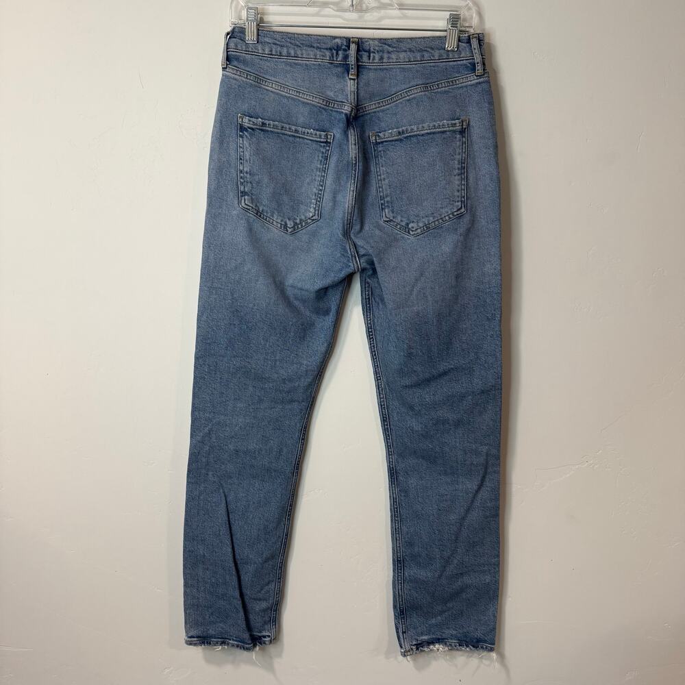 Agolde Womens Straight Jeans Riley Long 28 Cove Wash Blue Organic Cotton Hi Rise - Picture 3 of 10